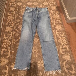 Citizens of Humanity Light Wash Frayed Hem Jeans - Charlotte Crop